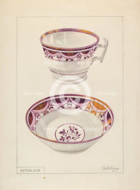 Cup and Saucer, c. 1936. Creator: Thomas Holloway.