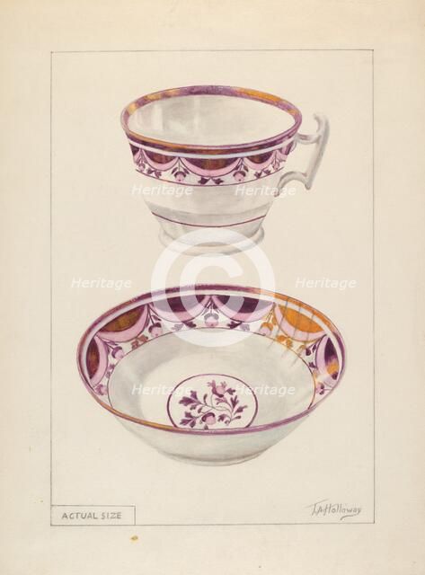 Cup and Saucer, c. 1936. Creator: Thomas Holloway.