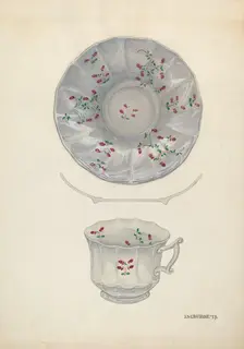 Cup and Saucer, c. 1937. Creator: Irene M. Burge