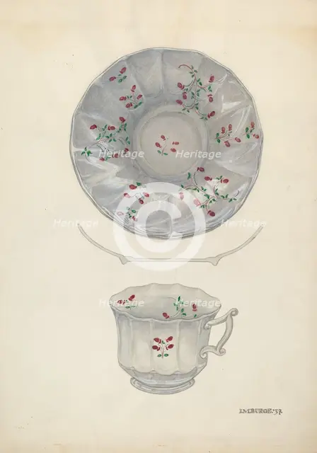 Cup and Saucer, c. 1937. Creator: Irene M. Burge.