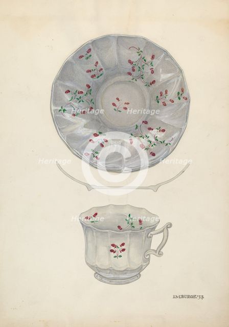 Cup and Saucer, c. 1937. Creator: Irene M. Burge.