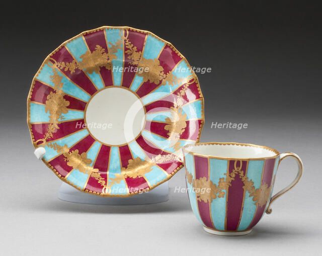 Cup and Saucer, Worcester, c. 1770. Creator: Royal Worcester.