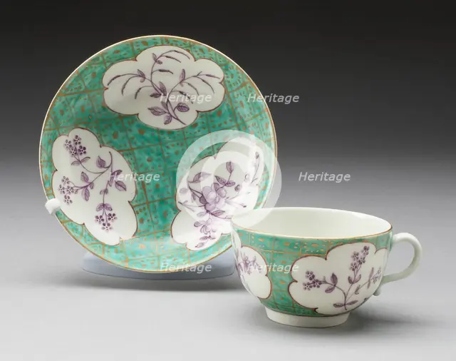 Cup and Saucer, Worcester, c. 1770. Creator: Royal Worcester.