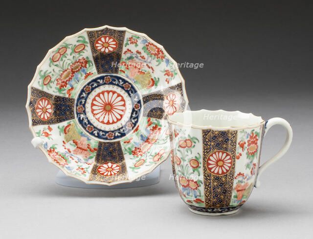 Cup and Saucer, Worcester, c. 1775. Creator: Royal Worcester.