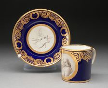 Cup and Saucer with Portrait of Benjamin Franklin, Sèvres, c. 1780. Creators: Sèvres Porcelain Manufactory, Étienne-Charles Leguay