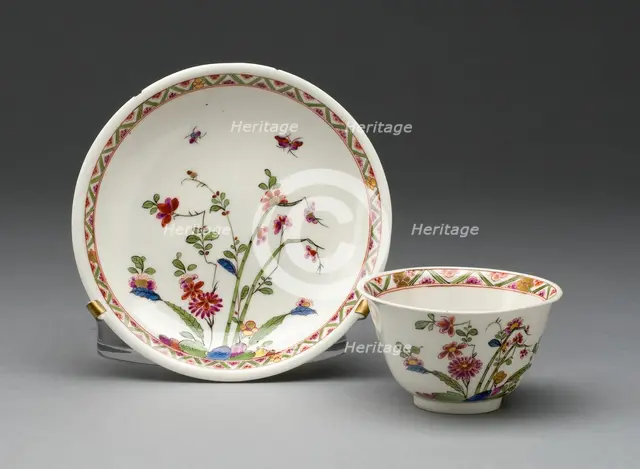 Cup and Saucer, Vienna, c. 1725. Creator: Du Paquier Porcelain Manufactory.