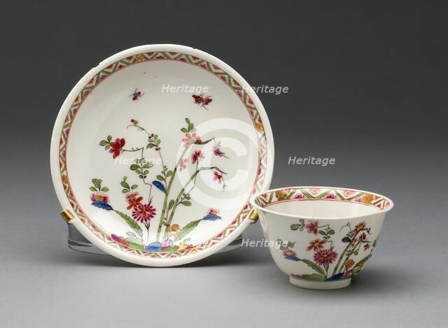 Cup and Saucer, Vienna, c. 1725. Creator: Du Paquier Porcelain Manufactory.