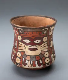 Cup Depicting a Masked Performer Holding Staffs, 180 B.C./A.D. 500. Creator: Unknown