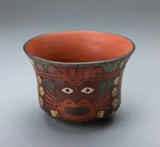Cup Depicting a Ritual Perfomer Wearing a Feline Mask, 180 B.C./A.D. 500. Creator: Unknown