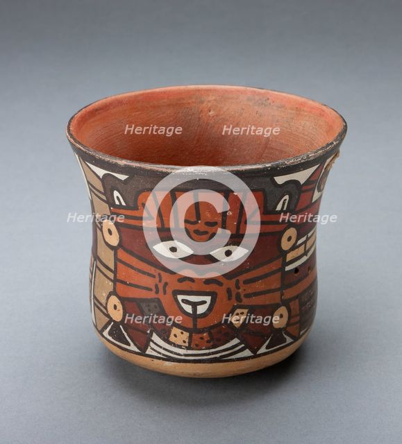 Cup Depicting a Ritual Perfomer Wearing a Feline Mask, 180 B.C./A.D. 500. Creator: Unknown.