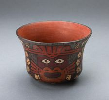 Cup Depicting a Ritual Perfomer Wearing a Feline Mask, 180 B.C./A.D. 500. Creator: Unknown
