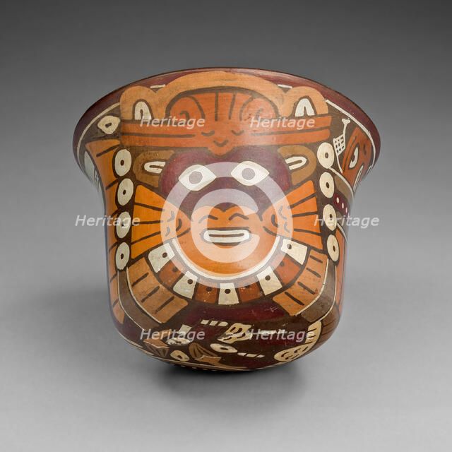 Cup Depicting a Ritual Performer Wearing a Feline Mask, 180 B.C./A.D. 500. Creator: Unknown.