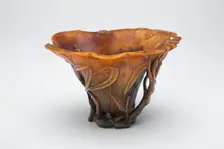 Cup in the Form of an Open Lotus Leaf, with..., Late Ming or early Qing dynasty, 17th/18th cent. Creator: Unknown