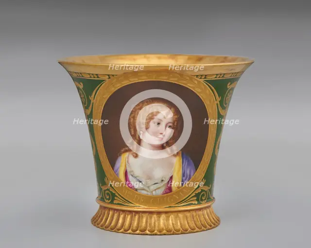 Cup (Tasse Jasmin À Pied Cannelé, 1St Size) With Portrait Of Françoise-Marguerite De Sévigné...1812. Creator: Unknown.