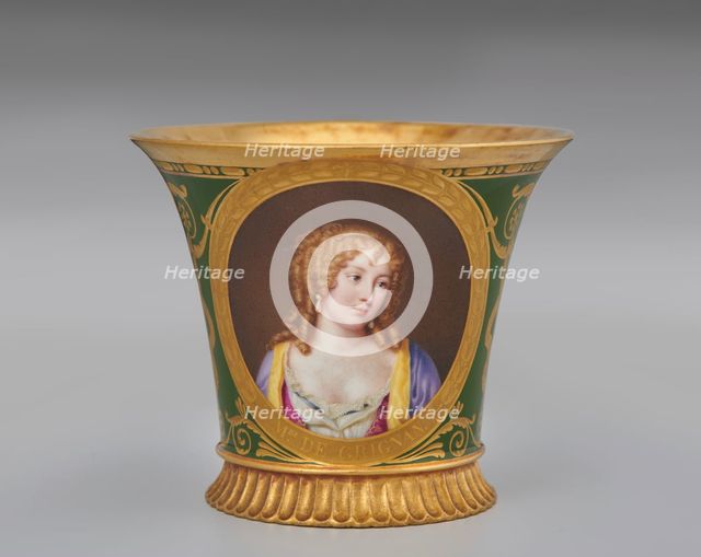 Cup (Tasse Jasmin À Pied Cannelé, 1St Size) With Portrait Of Françoise-Marguerite De Sévigné...1812. Creator: Unknown.