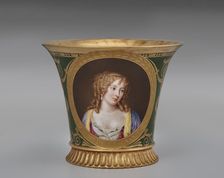 Cup (Tasse Jasmin À Pied Cannelé, 1St Size) With Portrait Of Françoise-Marguerite De Sévigné...1812. Creator: Unknown