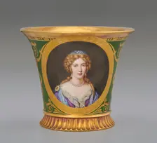 Cup (Tasse Jasmin À Pied Cannelé, 1St Size) With Portrait Of Marie Angélique De Scorailles..., 1811. Creator: Unknown