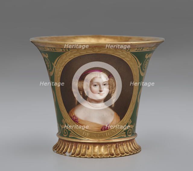 Cup (Tasse Jasmin À Pied Cannelé, 1St Size) With Portrait Of Marie De Rabutin-Chantal..., 1812. Creator: Unknown.
