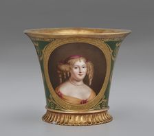 Cup (Tasse Jasmin À Pied Cannelé, 1St Size) With Portrait Of Marie De Rabutin-Chantal..., 1812. Creator: Unknown