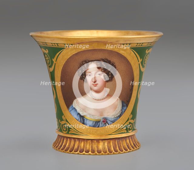 Cup (Tasse Jasmin À Pied Cannelé, 1St Size) With Portrait Of Anna Scott, Duchess..., 1811. Creator: Unknown.