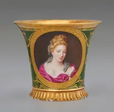 Cup (Tasse Jasmin À Pied Cannelé, 1St Size) With Portrait Of Antoinette Du Ligier De La..., 1812. Creator: Unknown