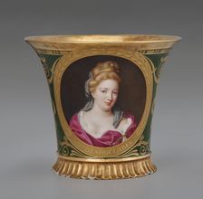 Cup (Tasse Jasmin À Pied Cannelé, 1St Size) With Portrait Of Antoinette Du Ligier De La..., 1812. Creator: Unknown