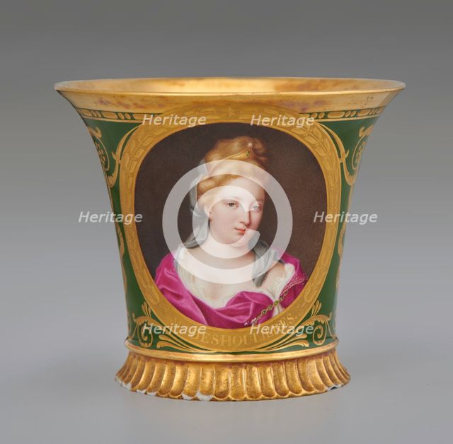 Cup (Tasse Jasmin À Pied Cannelé, 1St Size) With Portrait Of Antoinette Du Ligier De La..., 1812. Creator: Unknown.