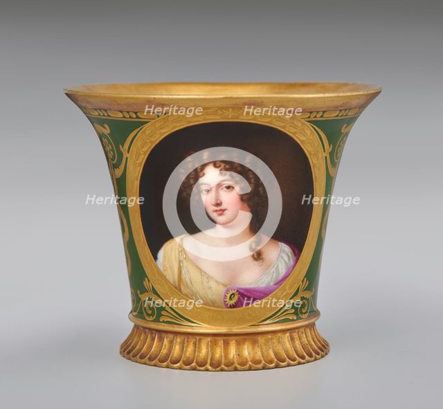 Cup (Tasse Jasmin À Pied Cannelé, 1St Size) With Portrait Of Hortense Mancini, Duchess..., 1811. Creator: Unknown.