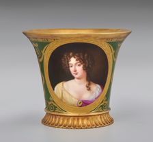 Cup (Tasse Jasmin À Pied Cannelé, 1St Size) With Portrait Of Hortense Mancini, Duchess..., 1811. Creator: Unknown
