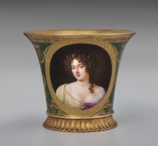 Cup (Tasse Jasmin À Pied Cannelé, 1St Size) With Portrait Of Hortense Mancini, Duchess..., 1811. Creator: Unknown