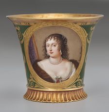 Cup (Tasse Jasmin À Pied Cannelé, 1St Size) With Portrait Labeled "La Princess Palatine", 1811. Creator: Unknown
