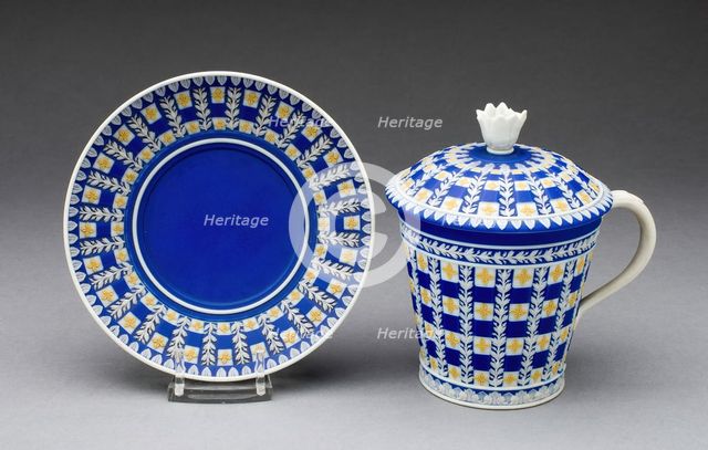 Cup with Cover and Saucer, Burslem, c. 1780. Creator: Wedgwood.