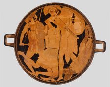 Cup with Achilles slaying Penthesilea. Red-figure pottery, ca 470-460 BC