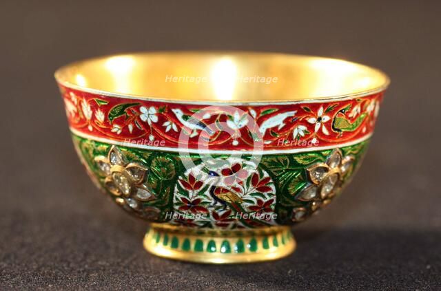 Cup with Blossoms and Peacocks, 18th century. Creator: Unknown.