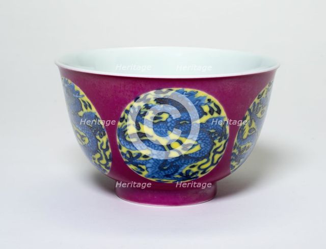 Cup with Dragon Medallions (Exterior) and Fruit (Interior), Qing dynasty, Yongzheng reign (1723-1735 Creator: Unknown.