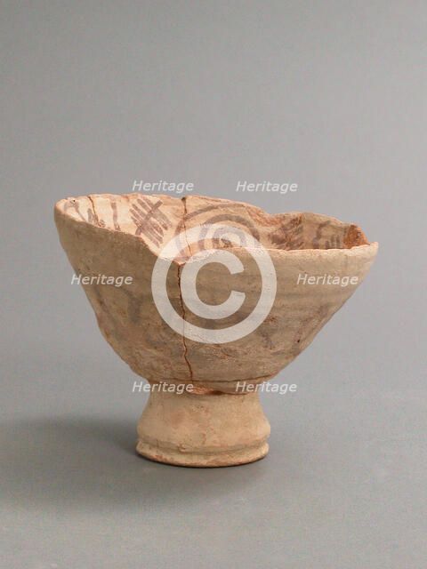 Cup with Foot and Geometric Decoration, Coptic, 4th-7th century. Creator: Unknown.
