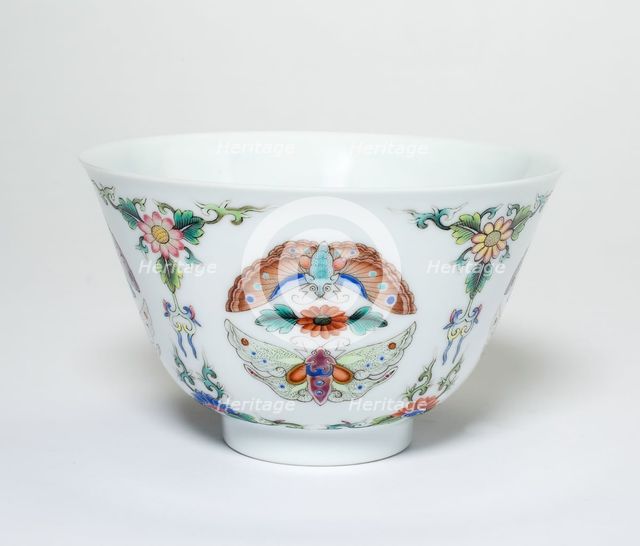 Cup with Floral Scrolls and Moths, Qing dynasty (1644-1911), Qianlong reign, late 18th century. Creator: Unknown.