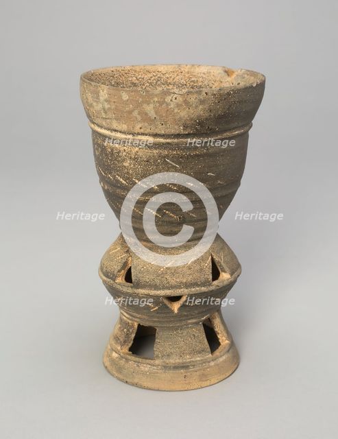 Cup with Interior Rattle and Incised and Openwork Decoration, Korea, Three Kingdoms..., 5th century. Creator: Unknown.