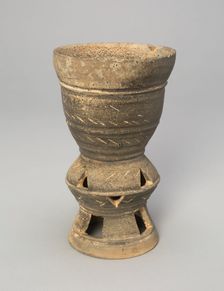 Cup with Interior Rattle and Incised and Openwork Decoration, Korea, Three Kingdoms..., 5th century. Creator: Unknown