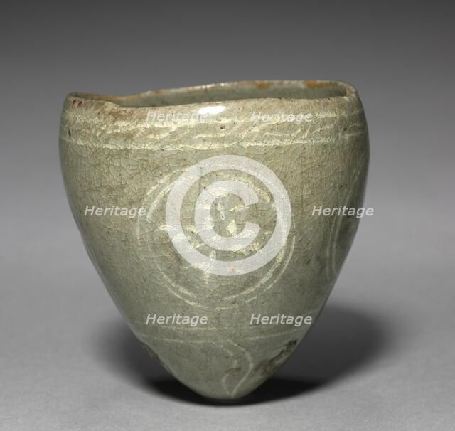 Cup with Inlaid Chrysanthemum Design, 1200s-1300s. Creator: Unknown.