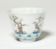 Cup with Orchid Tree, Qing dynasty (1644-1911), Kangxi reign mark and period (1662-1722). Creator: Unknown