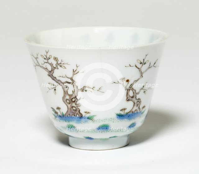 Cup with Orchid Tree, Qing dynasty (1644-1911), Kangxi reign mark and period (1662-1722). Creator: Unknown.