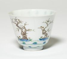Cup with Orchid Tree, Qing dynasty (1644-1911), Kangxi reign mark and period (1662-1722). Creator: Unknown