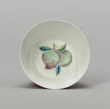 Cup with Stylized Fruit: Peaches, Qing dynasty (1644-1911), Kangxi reign mark and period (1662-1722) Creator: Unknown