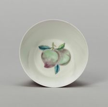 Cup with Stylized Fruit: Peaches, Qing dynasty (1644-1911), Kangxi reign mark and period (1662-1722) Creator: Unknown