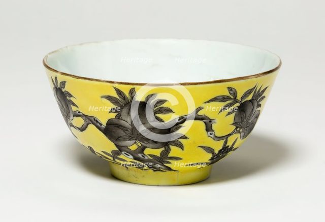 Cup with Peaches, Qing dynasty (1644-1911), Guangxu period (1875-1908), c. 1894. Creator: Unknown.