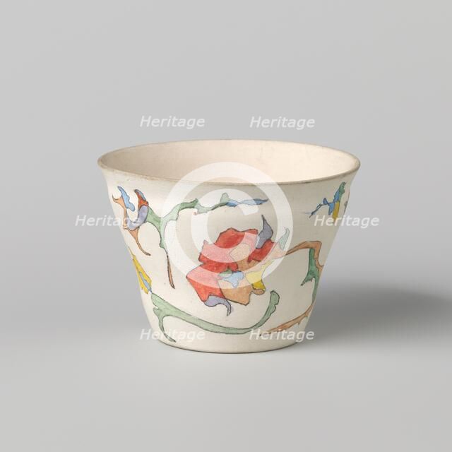 Cup without handle, polychrome painted with watercolour, c.1920-c.1922. Creator: Plateelbakkerij Zuid-Holland.