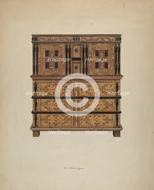 Cupboard with Drawers, 1936. Creator: Harold Merriam.