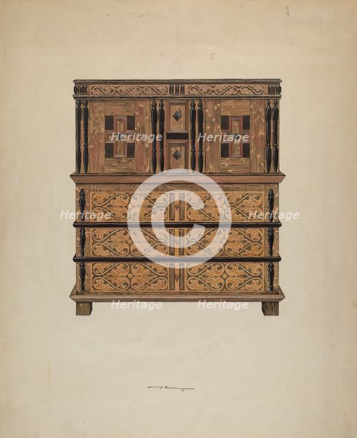 Cupboard with Drawers, 1936. Creator: Harold Merriam.