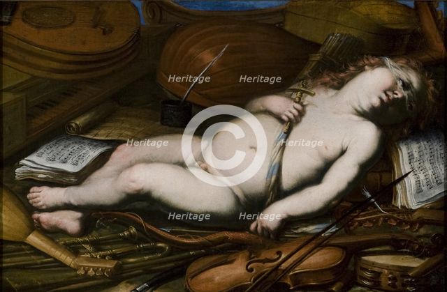 Cupid Among Musical Instruments, Mid of 17th century. Artist: Anonymous  